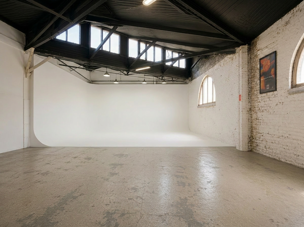 Studio with fresh white cyclorama